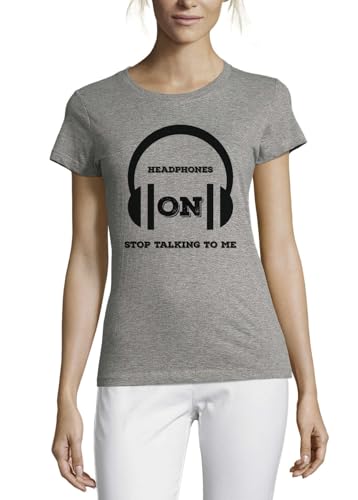 T-shirt pour femme gris crew neck coton imprimé avec message drôle