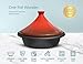 KooK Moroccan Tagine, Enameled Cast Iron Cooking Pot, Tajine with Ceramic Cone-Shaped Closed Lid, 3.3 QT, (Crimson)