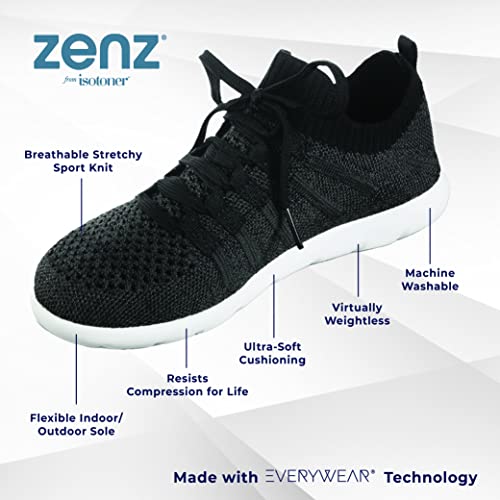 isotoner Zenz Womens Lace Up Slippers, Lightweight Unlined Sport Knit Slip-Ons2