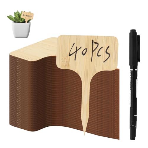 40 placas de madera para etiquetar plantas, para exteriores, resistentes a la intemperie, para verduras, hierbas, flores