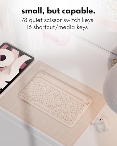 Image of Macally Bluetooth Keyboard for Tablet | Wireless Keyboard for iPad mini /Pro /Air, iPhone (Multi-Device, Built-in Stand, Portable, Rechargeable) - Boba Brown