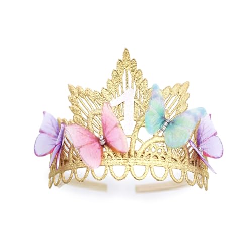 Fairy First Birthday Tiara | Butterfly Princess Tiara |Gift for Baby Girl| fairy first 1st one birthday butterfly mini flower lace tiara crown party hat headband | first birthday crown