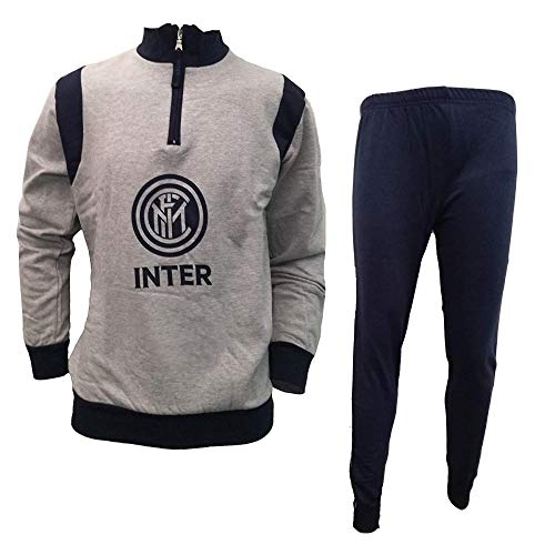 Planetex Tuta Pigiama Ragazzo Inter Felpato Abbigliamento FC Internazionale PS 28318-12 Anni-Grigio