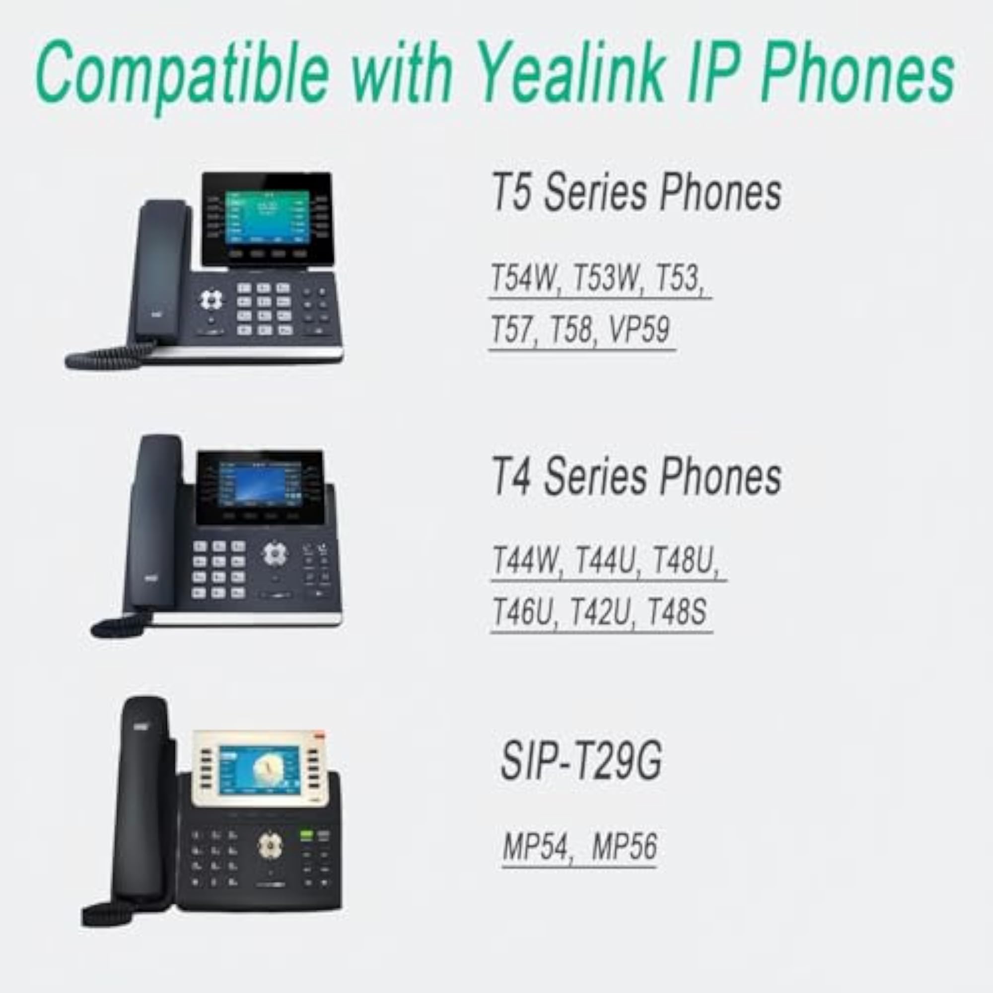 Power Adapter Supply for Yealink VoIP Phones, 5V 2A Replacement