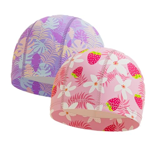 KEQAR Badekappe für Kinder mit langen Haaren, Badekappe für...