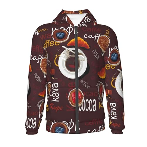 A Cup Of Black Coffee On A Saucer Kids Pullover Hoodies Boys Zip Up Sweatshirts Girls Athletic Clothes with Pocket2