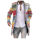 Mens Cardigans Sweaters with Buttons Open Front Coats Floral Printed Tops Casual Long Sleeve...
