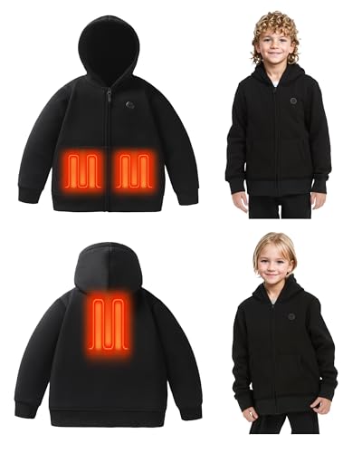 Kids Heated Hoodie Sweatshirt,heated jacket Full-Zip for child with 5V Battery Pack