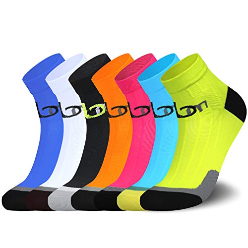 Compression Socks (4/7 Pairs) for Women and Men Sport Plantar Fasciitis Arch Support Low Cut Running Gym Compression (01 Navy/White/Green/Orange/Blue/Pink/Black, Small/Medium)