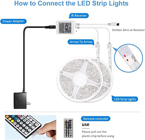 Daybetter Waterproof Led Light Strips, Outdoor Led Strip Lights 40Ft (2 Rolls Of 20Ft) Color Changing 5050 Rgb Led Strip Lights With Remote Control, Led Lights For Indoor Outdoor Use, Ip65 #TOP5