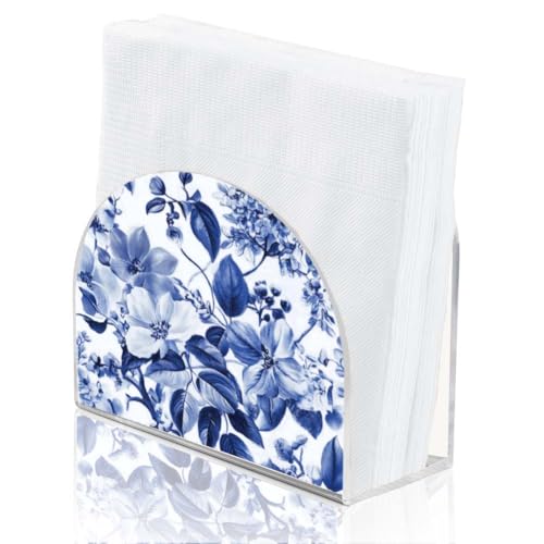Porte serviette de table en acrylique SUPERDANT fleurs bleues