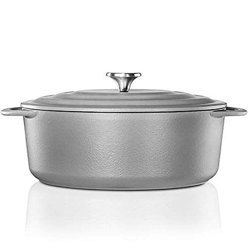 Vivo | Villeroy & Boch Group CW0464 Cast Iron Oval Casserole Dish | 29 cm | Self-Basting Lid | Suitable For Hobs & In Ovens | Grey