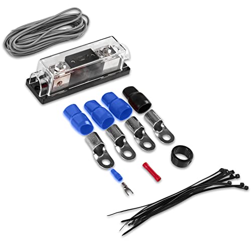 Image of Belva True 1 /0 Gauge AWG Premium CCA Complete Amplifier Wiring Kit with OFC 2-Channel RCA Cable - BAK02BL Blue