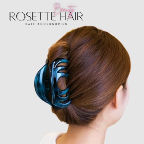 Rosette Large Chic Styling Hair Claw Clip Organic Glass Hair Clips Clamps Indoor Outdoor Hair Grip Hairpins Hairgrip For Women And Girls Hair Barrettes For Thick Hair(Black) #TOP2