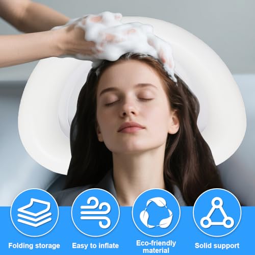 Afenau Haarwaschbecken für Bettlägerige, Keine Pumpe Nötig Aufblasen Aufblasbares Haarwaschbecken, Herzförmig Kopfwaschbecken für Bettlägerige, Wanne Haare Waschen Im Bett für Behinderte