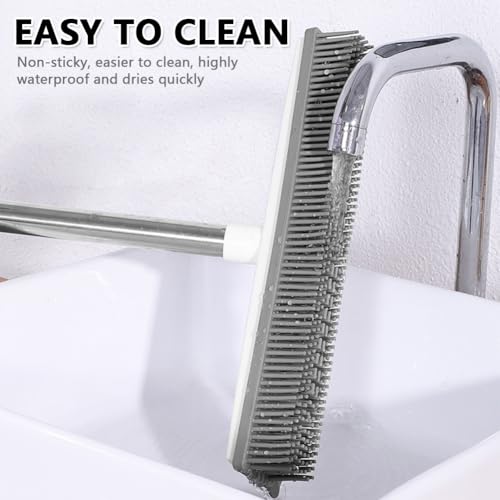 AMFUN 2 in 1 Gummibesen mit Stiel, Besen Gummiborsten, Langen Stiel Besen Entfernen von Tiere Katzen Hunde Haare, Bodenbürste für Bödenzum Teppiche Fliesen (mit 2 Hartborsten Eckenreinigungsbürste) – Bild 6