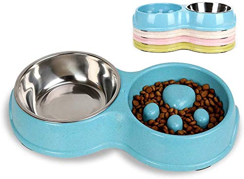 WINS Comedero Lento para Perros Cuenco alimentador Lento para Perros en Acero Inoxidable Comedero Antivoracidad Antideslizante para Perros pequeños medianos