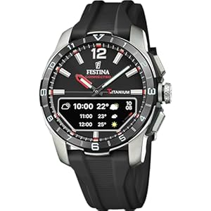 Festina Reloj Hombre F23000 Connected D Caja de Titanio Plateado Correa de Caucho