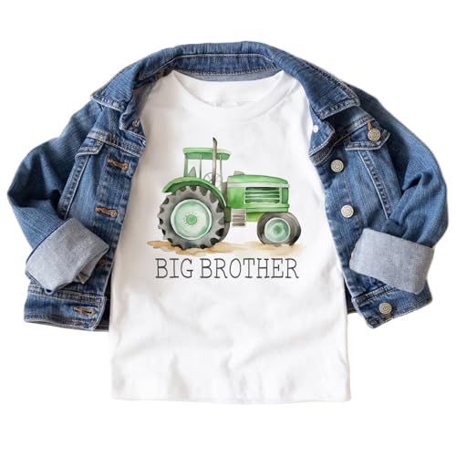 Big Brother Green Farm Tractor Shirt For Boys Big Bro Sibling Reveal Cute Farmer Outfit Natural Toddler & Youth Tee2