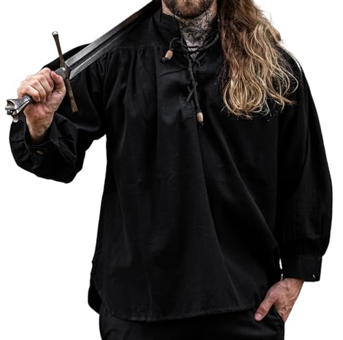 Chemise médiévale homme manche longue en coton pour festival et GN historique