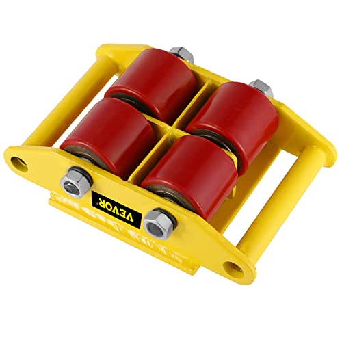 VEVOR Industrial Machinery Mover with 360°Rotation Cap 13200lbs 6T Dolly Skate Fastship 4 Rollers, Yellow by VEVOR - Image 9
