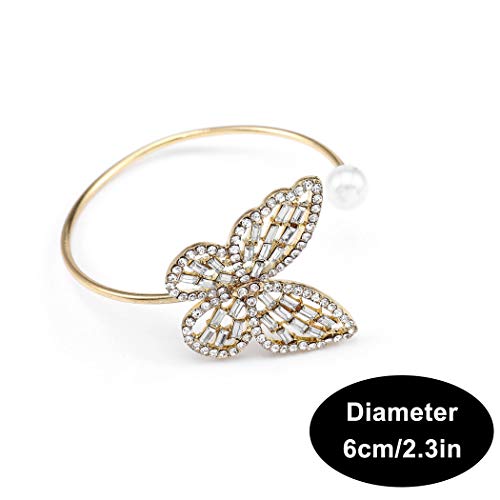 Elabest Glitter Crystal Bracelet Rhinestone Bracelet Gold Dainty Hollow Bangle Wedding Bridal Bridesmaid Bracelet Jewelry For Women And Girls(White Butterfly) #TOP1