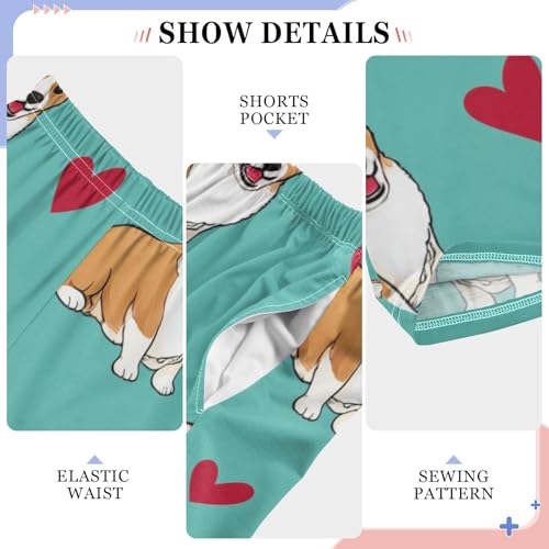 Corgi Dog Red Love Boys Long Pants Soft Trousers Elastic Waist Kids Lounge Bottoms with Pockets S-XL4