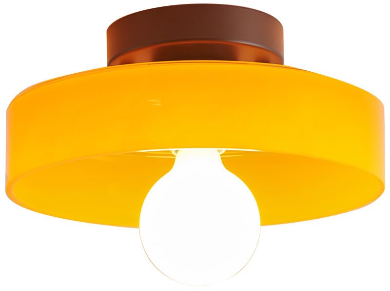 SIYANE Large Green Glass Flush Mount Ceiling Light 13.7" Nordic Orange White Kitchen Close to Ceiling Lamp Mid Century Modern Wall Sconces for Bedroom Hallway Porch Entryway Foyer Stairway