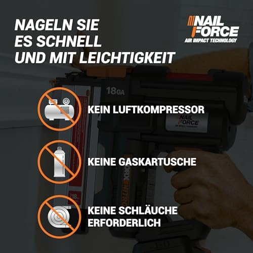 Bild 1 - WORX WX842.9 Nitro 20V 18GA Akku-Nagler - 80 Nägel/min Schießen – für 15-50mm Nägel - kabelloser Nagelpistole mit hoher Effizienz - werkzeugfreie Verklemmungsauflösung - ohne Akku & Ladegerät