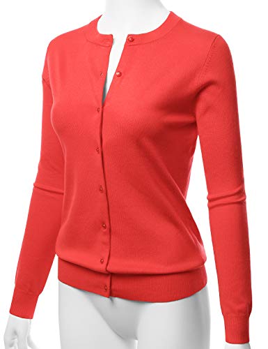 Image of LALABEE Women's Crew Neck Gem Button Long Sleeve Soft Knit Cardigan Sweater