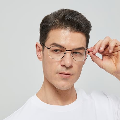 Image of JF2404 Clear Lens Eyewear Metal Frames Squre Rectangular Glasses for Men Prescription