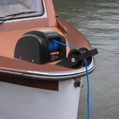 Electric Boat Anchor Winch, 12V Up to 45 LBS Electric Marine Winch w/Wireless Remote Control Saltwater Boat Anchor Windlass Kit for Fishing Boat Pontoon Boat - Thumbnail 2
