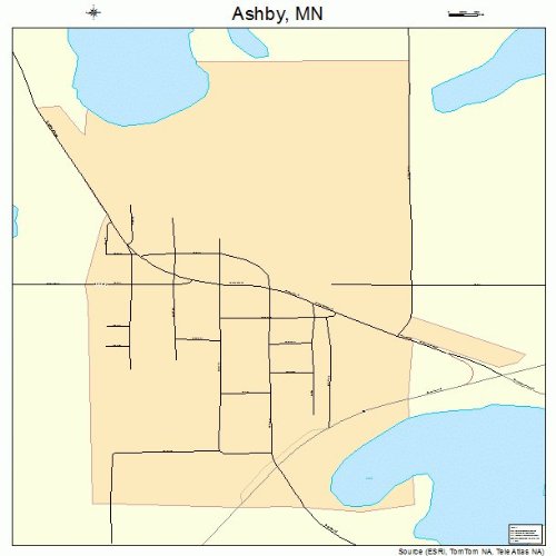 Large Street & Road Map of Ashby, Minnesota MN Printed poster size