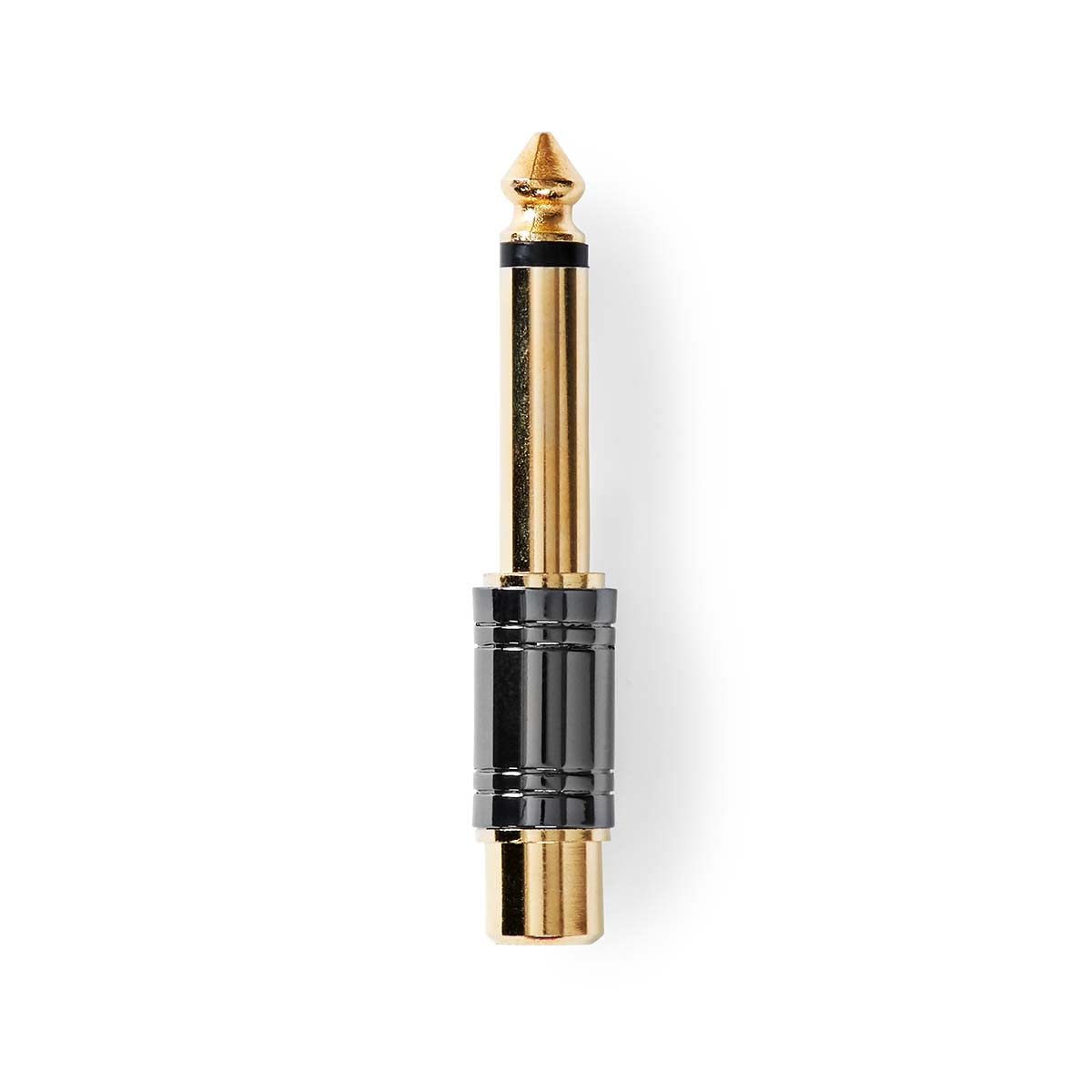 Mono Audio Adapter: 6,35 mm (Männlich) auf RCA (Weiblich) – Goldplattiert, Metall, Gerade, 1 Stück, Box