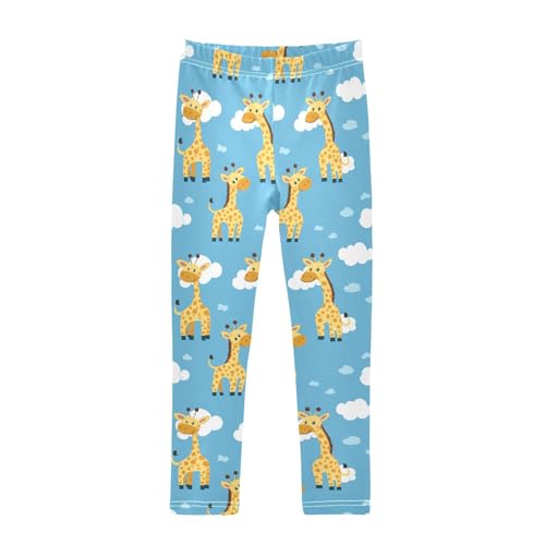 Cartoon Giraffe Girls Casual Leggings for Kids Printed Long Pant Bottoms Stretch and Soft