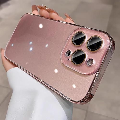 Coque iPhone 16 Pro Max en verre trempé rose antichoc de qualité supérieure