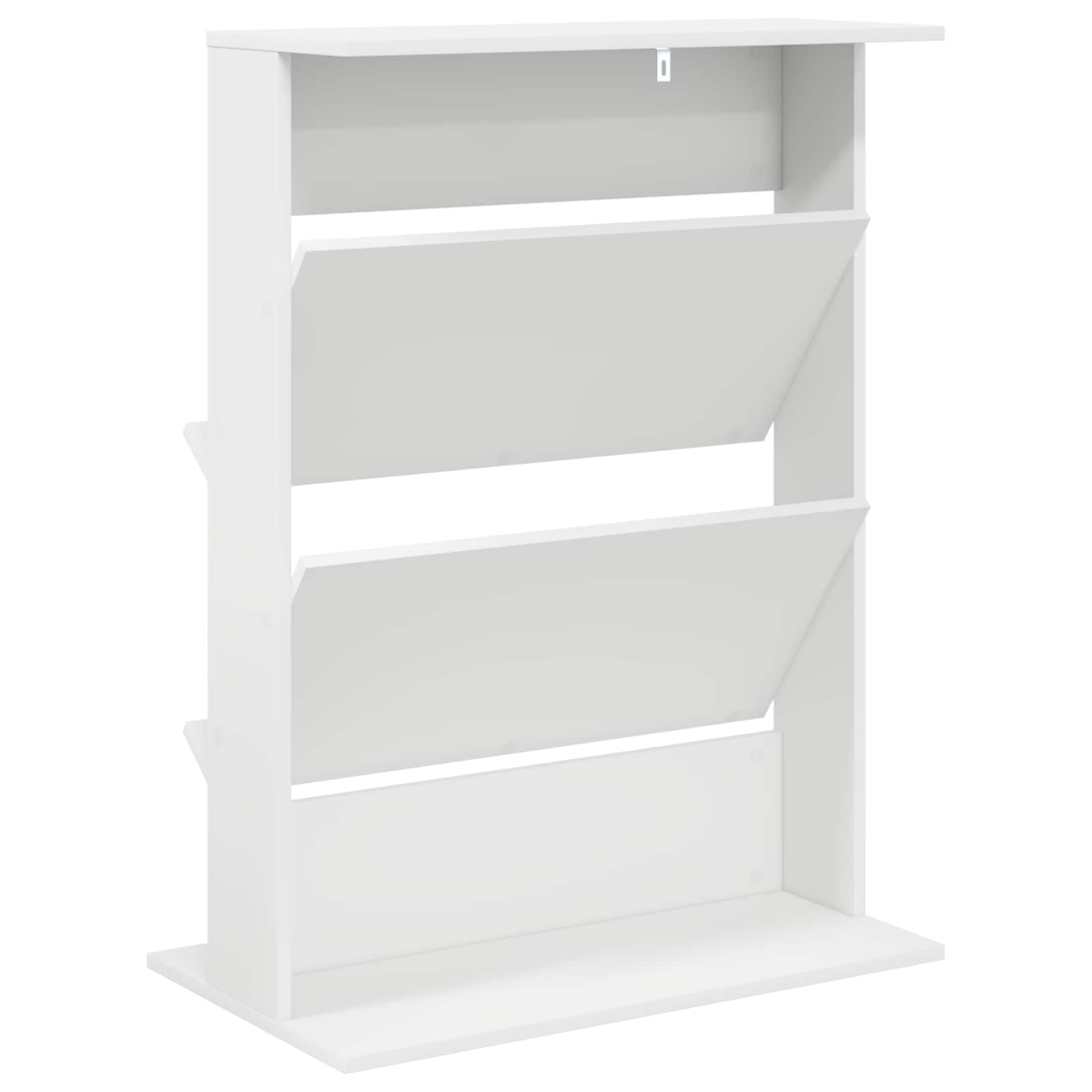 Hothingwell Portariviste in legno di ingegneria bianco 70 x 41 x 96 cm, mensola riviste design minimalista per soggiorno ufficio camera da letto, archiviazione libri e documenti moderni