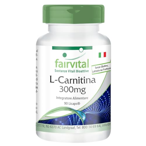 Fairvital | L-Carnitina 300mg - 90 Capsule - VEGAN - altamente dosato - CARNIPURE