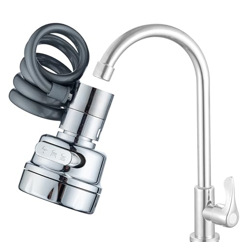 OHYER Aireador Grifo Giratorio 1080°atomizador grifo Accesorios telescópicos para grifo con cabezal pulverizador extensible Aireador Grifo para Ahorro de Agua libre (Ajuste en tres posiciones)