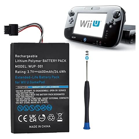Hisewen 6600mAh WUP-001 Ersatz Akku kompatibel mit Nintendo Wii U Gamepad Cover