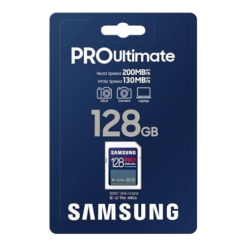 Samsung PRO Ultimate Carte SD MB-SY128S/WW, 128 Go, UHS-I, jusqu'à 200 Mo/s en Lecture