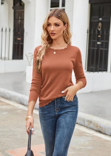 Image of GRACE KARIN Fall Sweaters for Women 2026 Long Sleeve Crewneck Business Casual Tops High Stretchy Knit Fitted Pullover Sweater