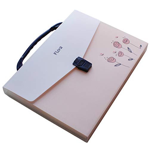 Snail&Hawk Poly Accordion Expanding-File-Folder with Handle and Tabs,A4 Size,13-Pockets,Pink