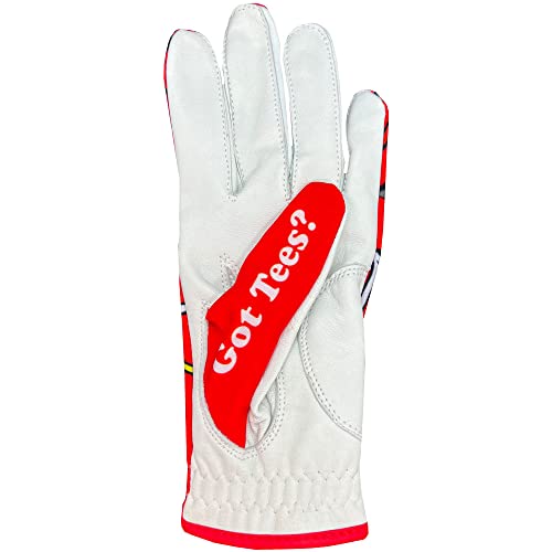 Giggle Golf Women\'s Golf Glove (Large, Worn On Left Hand, Red Got Tees)