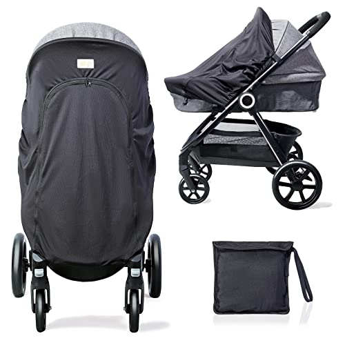 Orzbow Parasol Carro Bebe, Parasol Para Cochecito Universal con Bolsa, Protección Para Cochecito de Bebé UPF 50, Bloquear el 99% de los Rayos UV, Carrito Bebe Protección Solar (Negro) Cover