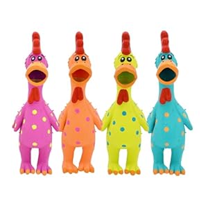 Multipet Polka Dot Globken Chicken Latex Dog Toy – Squeaky Toy for All Dogs – Easy-to-Clean Squeaky Toys – Latex Dog Toys for Playing (1 Count, 11.5”, Random Color Surprise)