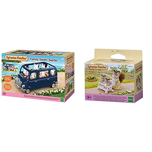 SYLVANIAN FAMILIES - 5274 - Monospace 7 Places &amp; 4533 - Poussette Double - Poupées et Accessoires - Sylvanian