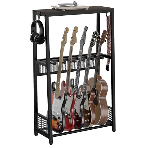 JollyJive Multiple Guitar Stand with Shelf, Adjustable Heavy-Duty Guitar Rack Floor for Acoustic...