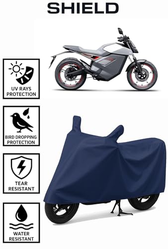 Image of Shield Heavy Duty Bike Cover for Ola Roadster | All-Season, Tear-Proof Fabric | with Side Mirror Pocket & Buckle Belt