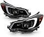 ACANII - For [Halogen Model] 2012-2015 Subaru Impreza Black Housing Smoked Lens LED Tube Projector Headlights Headlamps